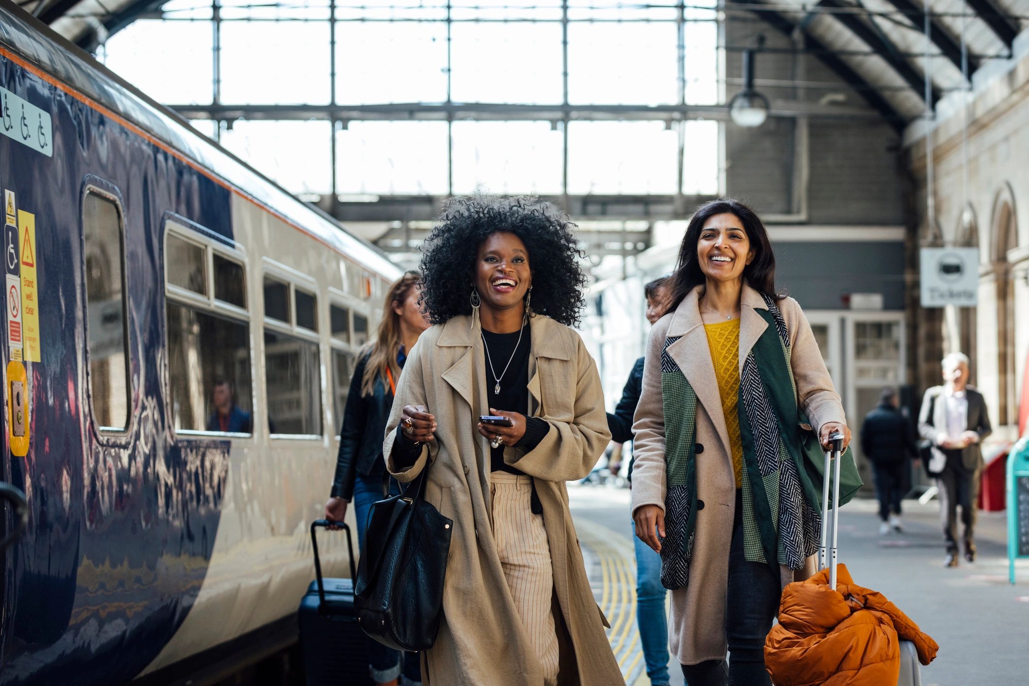 Travelers arriving for a weekend group trip